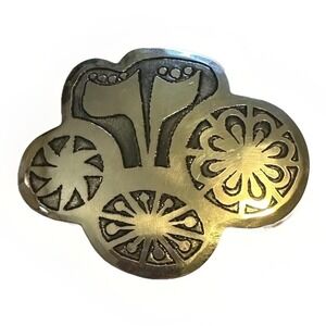 1930s Arts & Craft Era Handmade Sterling Silver Brooch Flowers ST 925